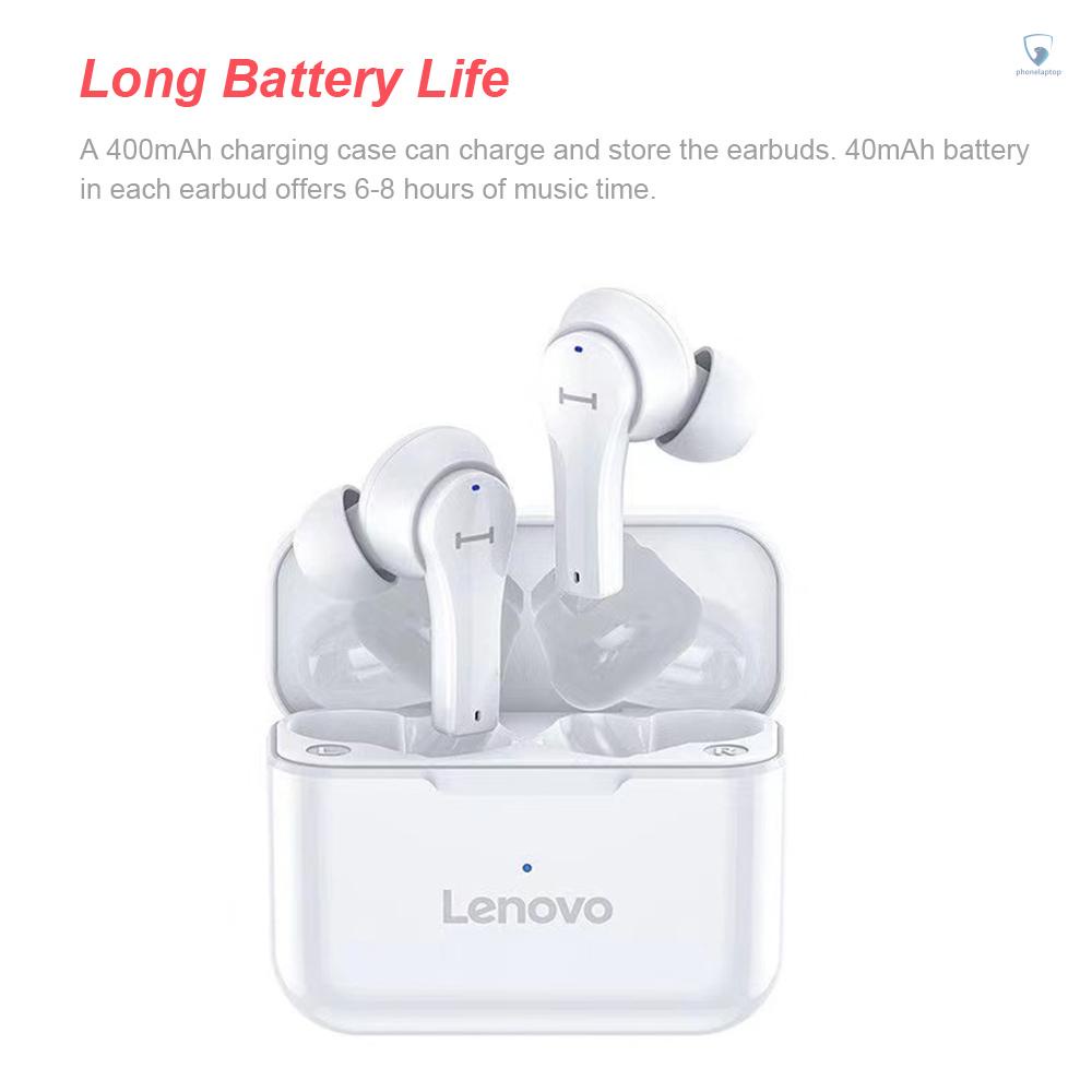 Tai Nghe Nhét Trong Không Dây Bluetooth 5.0 TWS Cảm Ứng Chống Mồ Hôi IPX5 Lenovo QT82 Kèm Hộp Sạc 400mAh Ốp