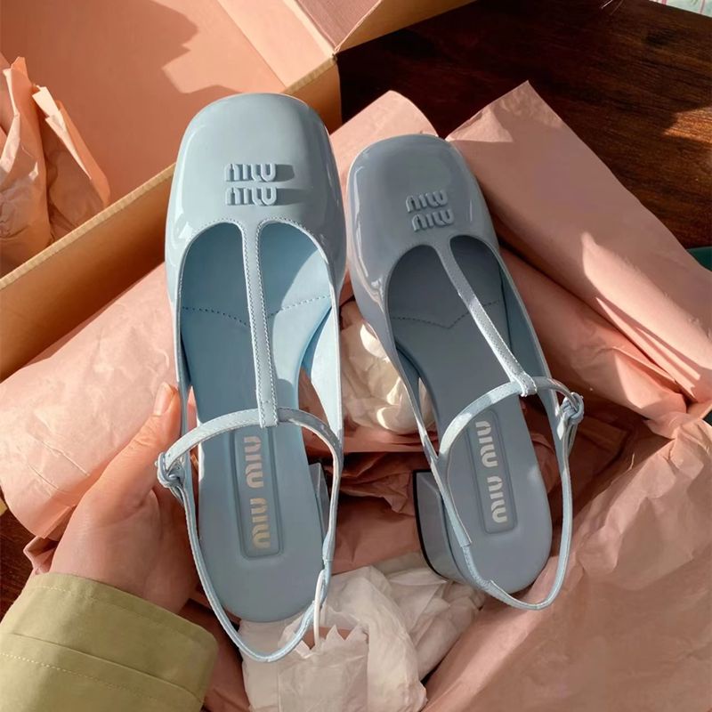 MIUMIU hot Mary Jane shoes women's 2023 new sweet fairy style genuine leather Western style high heels