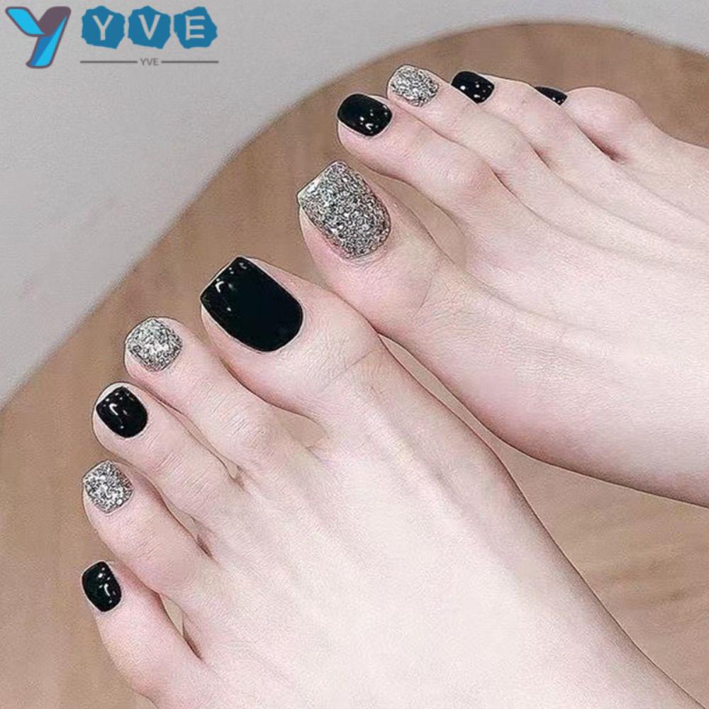 Bộ 24 Móng Chân Giả Vuông Xinh Xắn Cho Nữ