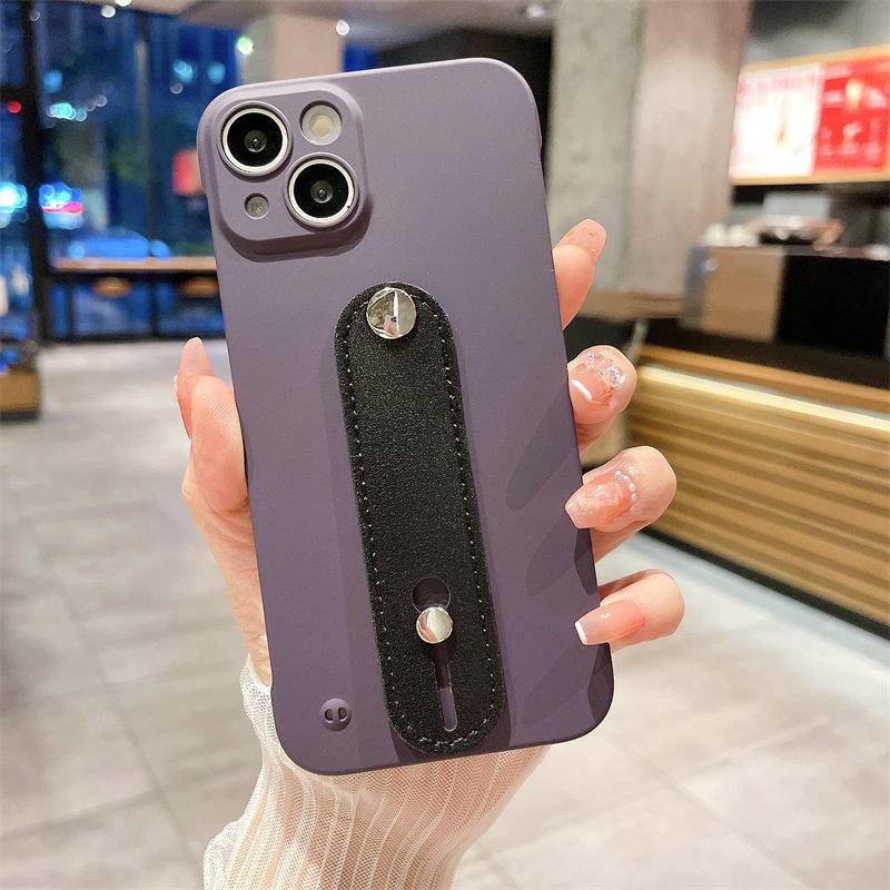 Ốp Điện Thoại Silicon Dẻo Mềm Màu Kẹo Kèm Dây Đeo Cổ Tay Cho iPhone 14 13 12 Pro MAX Plus 11