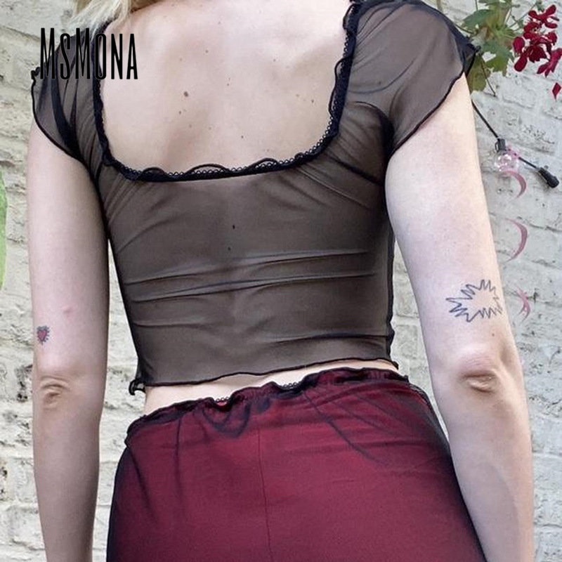 Áo Tank Top Cổ Chữ U Tay Ngắn Màu Trơn Thời Trang 2023 Quyến Rũ Cho Nữ