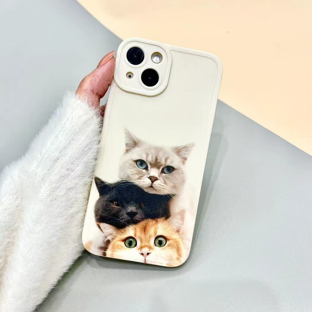Ốp Điện Thoại Silicon Bảo Vệ Toàn Diện Họa Tiết Chú Mèo Dễ Thương Dành Cho iPhone 13 Pro 14 Pro Max 11