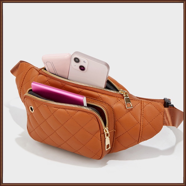 Túi Đeo Hông Bằng Da Nhân Tạo Thêu Họa Tiết Hình Thoi Đơn Giản Thời Trang Cho Nữ