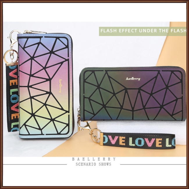 Ví Da Pu Cầm Tay Dáng Dài Màu Gradient Có Khóa Kéo Cho Nữ