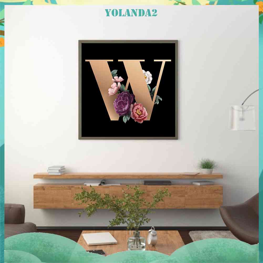 Tranh Đính Đá 5D Toàn Diện Họa Tiết Hoa Và Chữ Cái Trang Trí Nhà Cửa