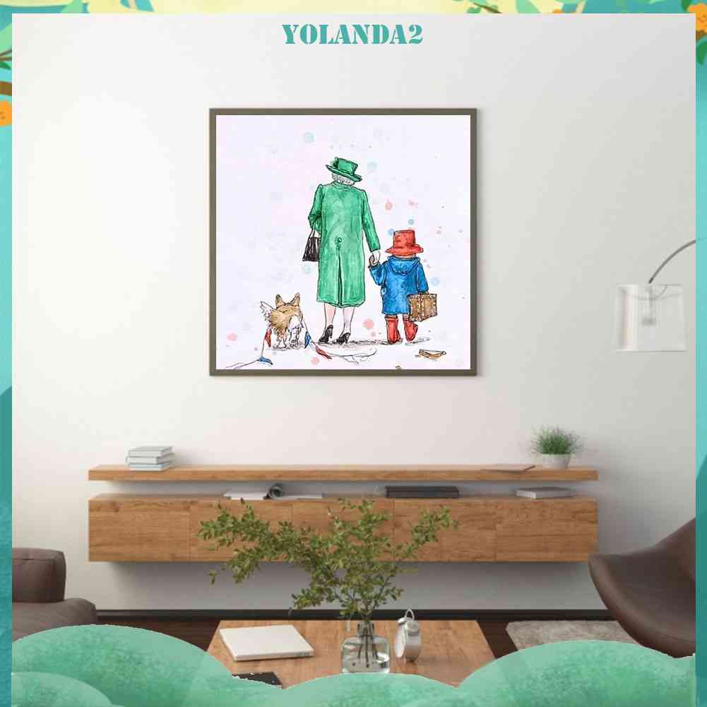 Tranh Đính Đá Kim Cương Toàn Bộ 5D DIY Hình Vẽ Gấu Paddington Trang Trí Nhà Cửa