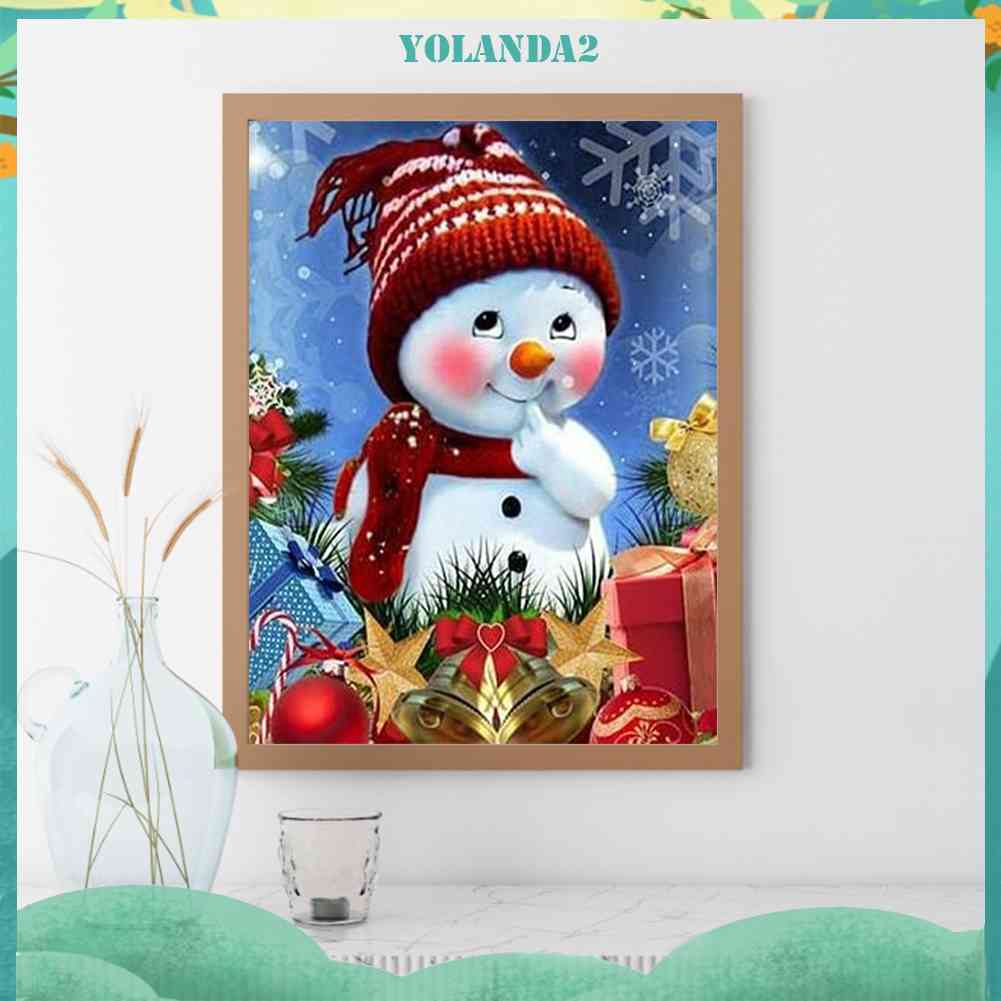 Tranh Đính Đá Kim Cương Toàn Bộ 5D DIY Hình Người Tuyết Giáng Sinh