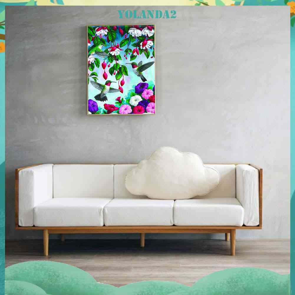 Bộ Tranh Đính Đá 24 Màu Sắc Họa Tiết Chim Ruồi Độc Đáo DIY Dùng Trang Trí Nhà Cửa