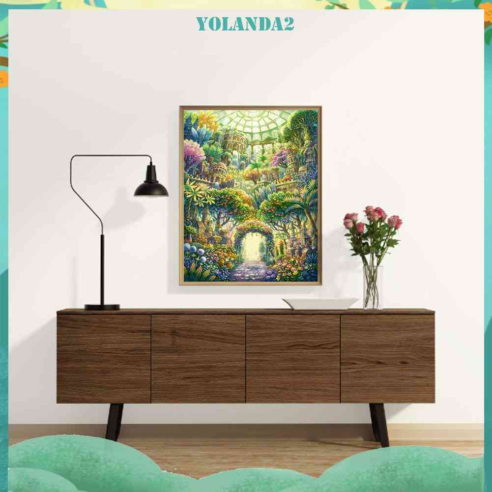 Tranh Đính Đá Kim Cương Toàn Bộ 5D DIY Hình Lâu Đài Khu Vườn