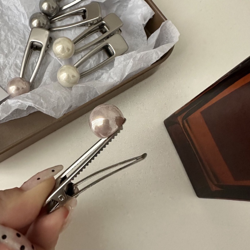 Kẹp Tóc Mỏ Vịt Kim Loại Đính Ngọc Trai Giả Phong Cách Hàn Quốc