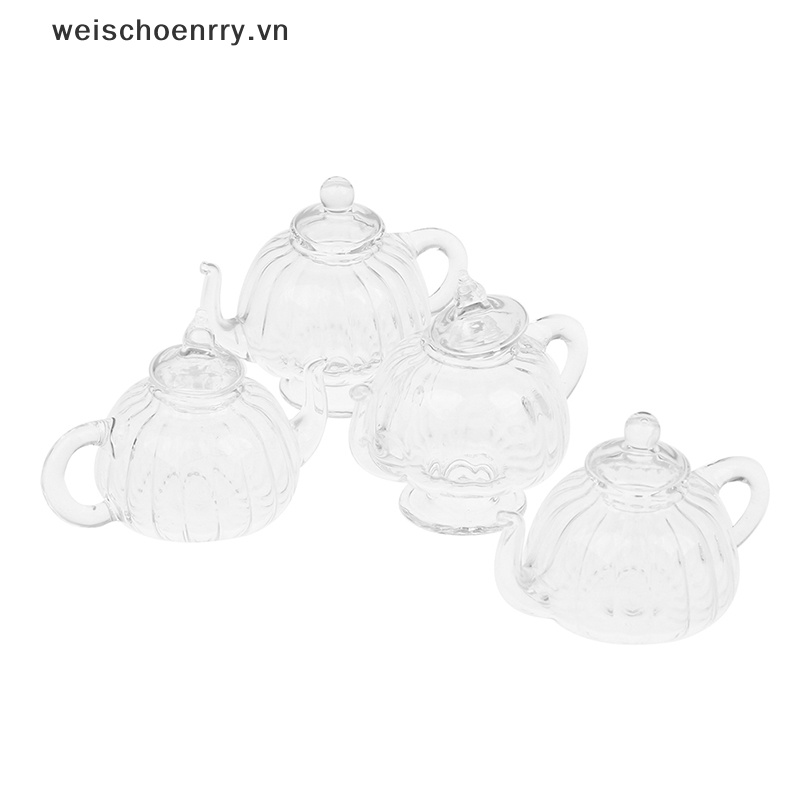 Bình Trà Thủy Tinh Đế Phẳng Mini Tỉ Lệ 1: 12 Trang Trí Nhà Búp Bê