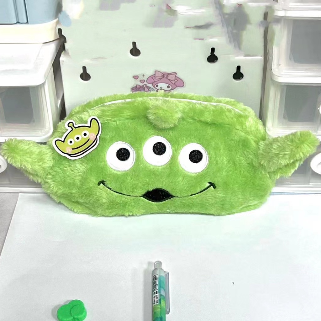 Túi Đựng Bút Chì Ba Mắt Sức Chứa Lớn Hình Chú Gấu / Dâu Tây Nhỏ Dễ Thương Để Bàn Cho Học Sinh