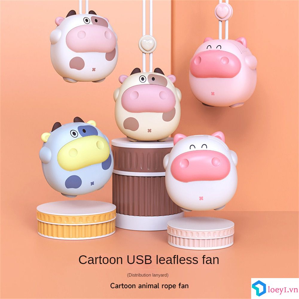 Quạt Nhỏ Usb Hoạt Hình Mới 2023 Quà Tặng Di Động Mini Có Thể Sạc Lại Quạt Đeo Cổ Không Chì Mang Theo Cho Sinh Viên LOEY1
