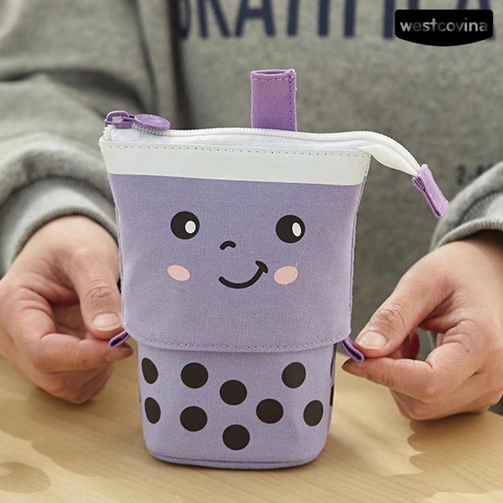 [COD]♪Túi Đựng Bút Bằng Vải Canvas Hình Trà Sữa Độc Đáo