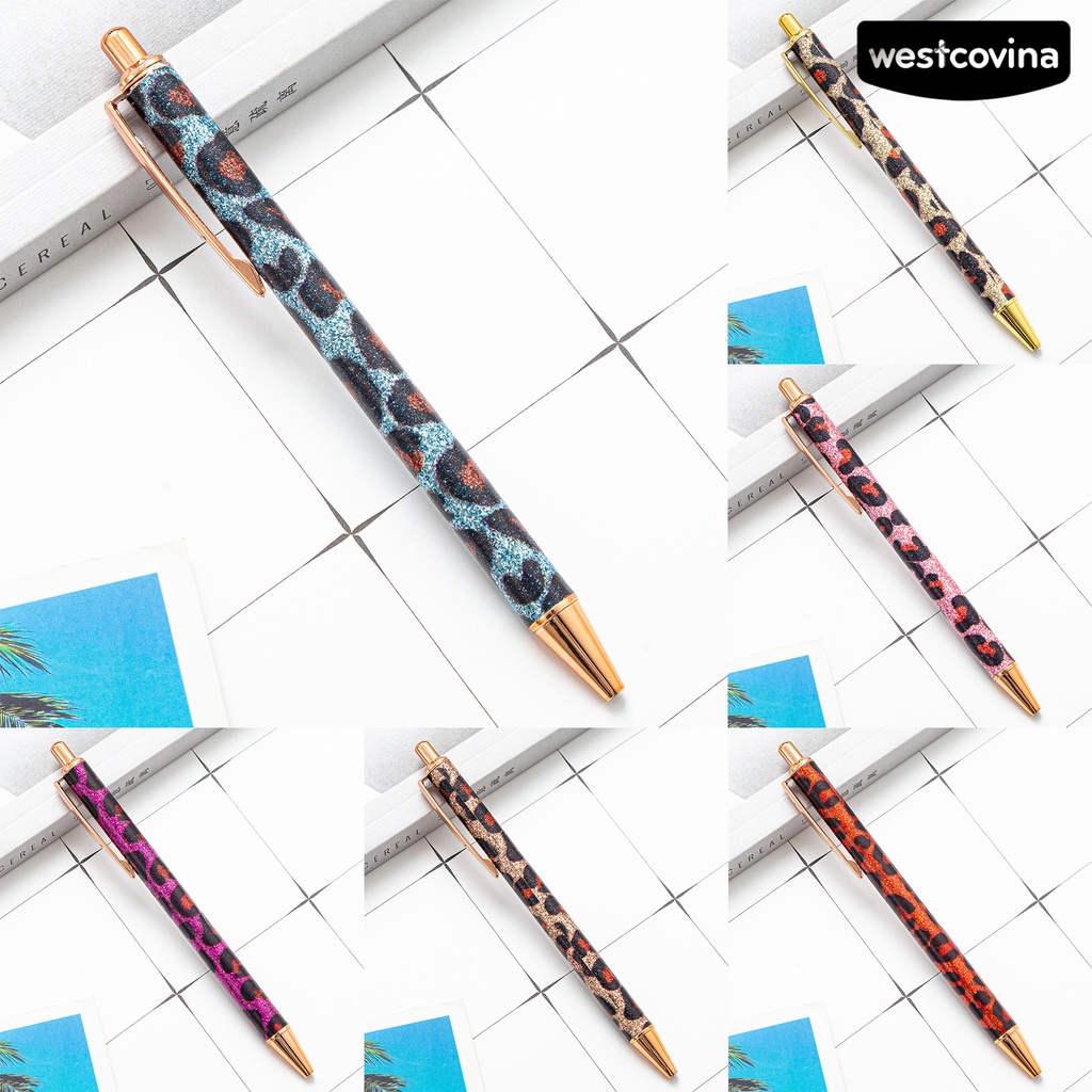 [COD]♪Bút Bi Ngòi 1.0mm In Họa Tiết Da Báo Bằng Kim Loại Cho Học Sinh / Văn Phòng