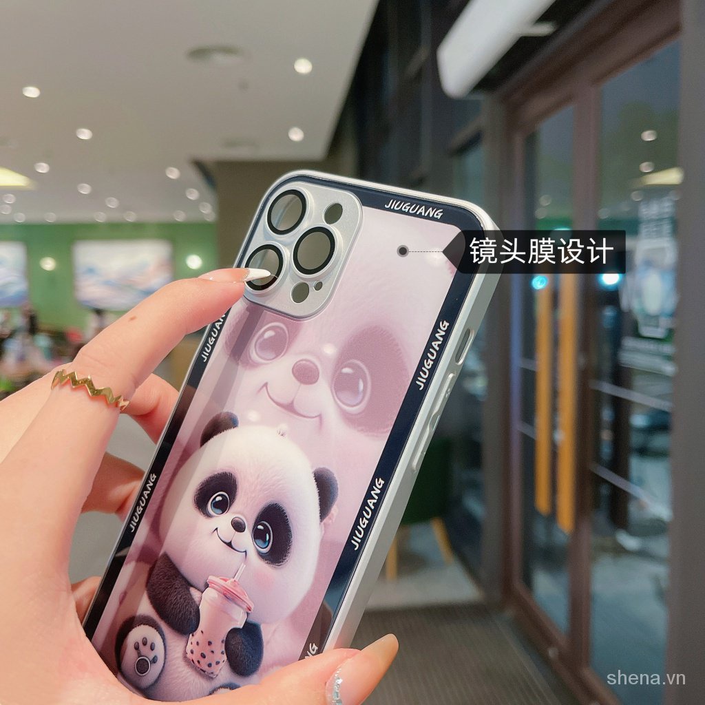 Ốp Điện Thoại In Hình Gấu Trúc Trà Sữa Dễ Thương Cho iPhone 14 13 12 11 Pro Max X XR 7 8 Plus XS Max