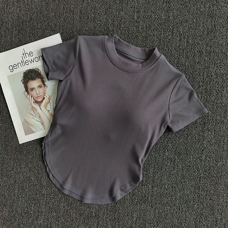 Áo Thun Thể Thao Tay Ngắn Có Mút Đệm Ngực Thời Trang Quyến Rũ Cho Nữ