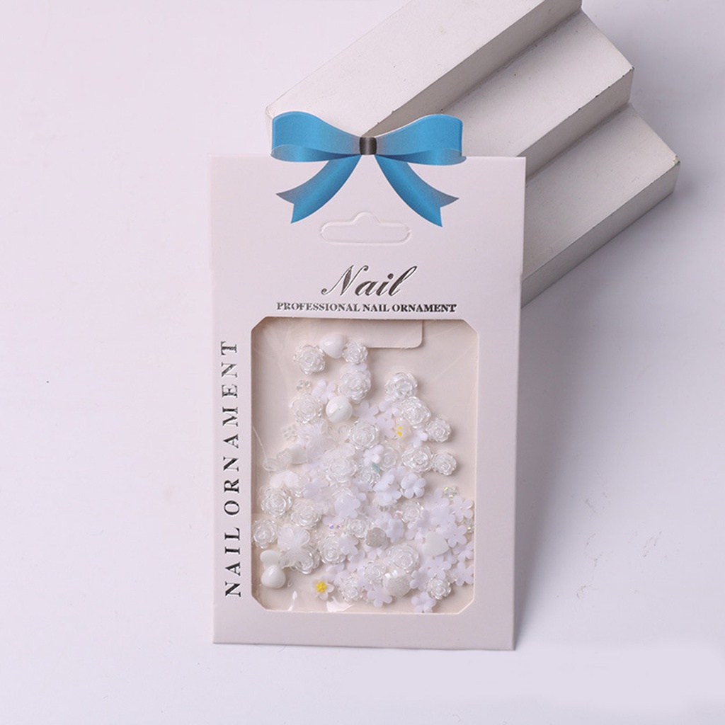 Set 2 Túi Phụ Kiện Trang Trí Móng Tay Nghệ Thuật Hình Hoa Hồng Bằng Nhựa Resin DIY