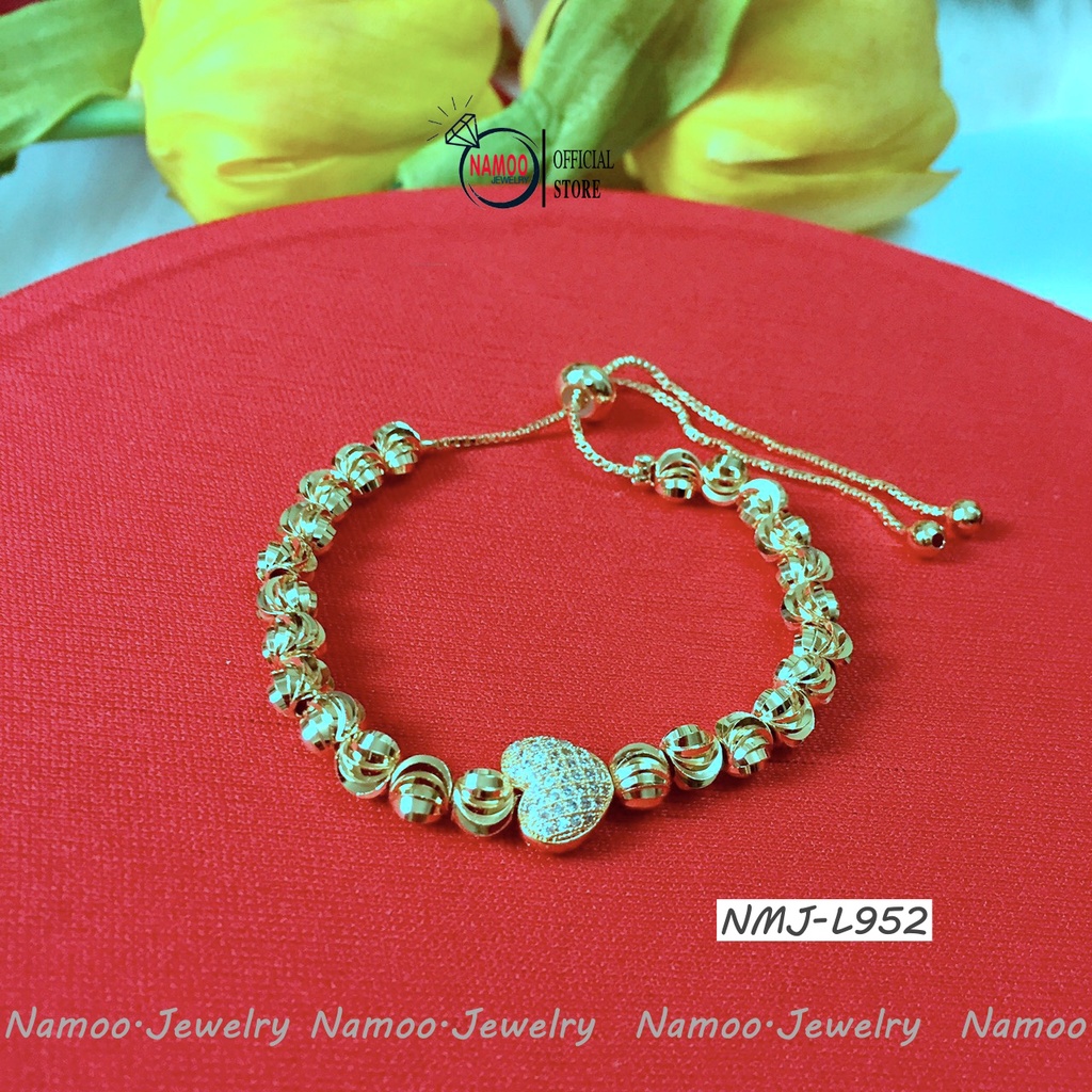 Lắc Tay Nữ Đính Đá Trái Tim L952 Có Dây Rút Bền Màu