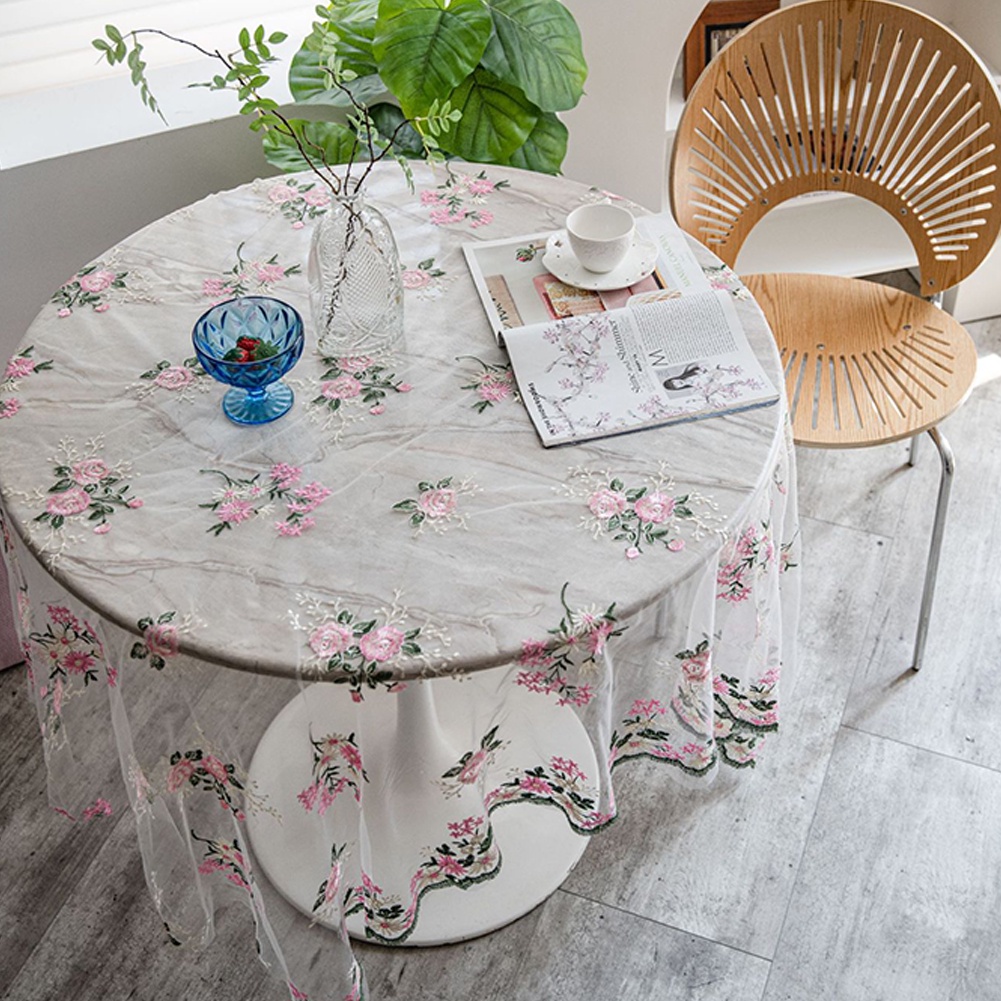 Khăn Trải Bàn Vải Voan Mềm Mại Thêu Họa Tiết Dùng Trang Trí