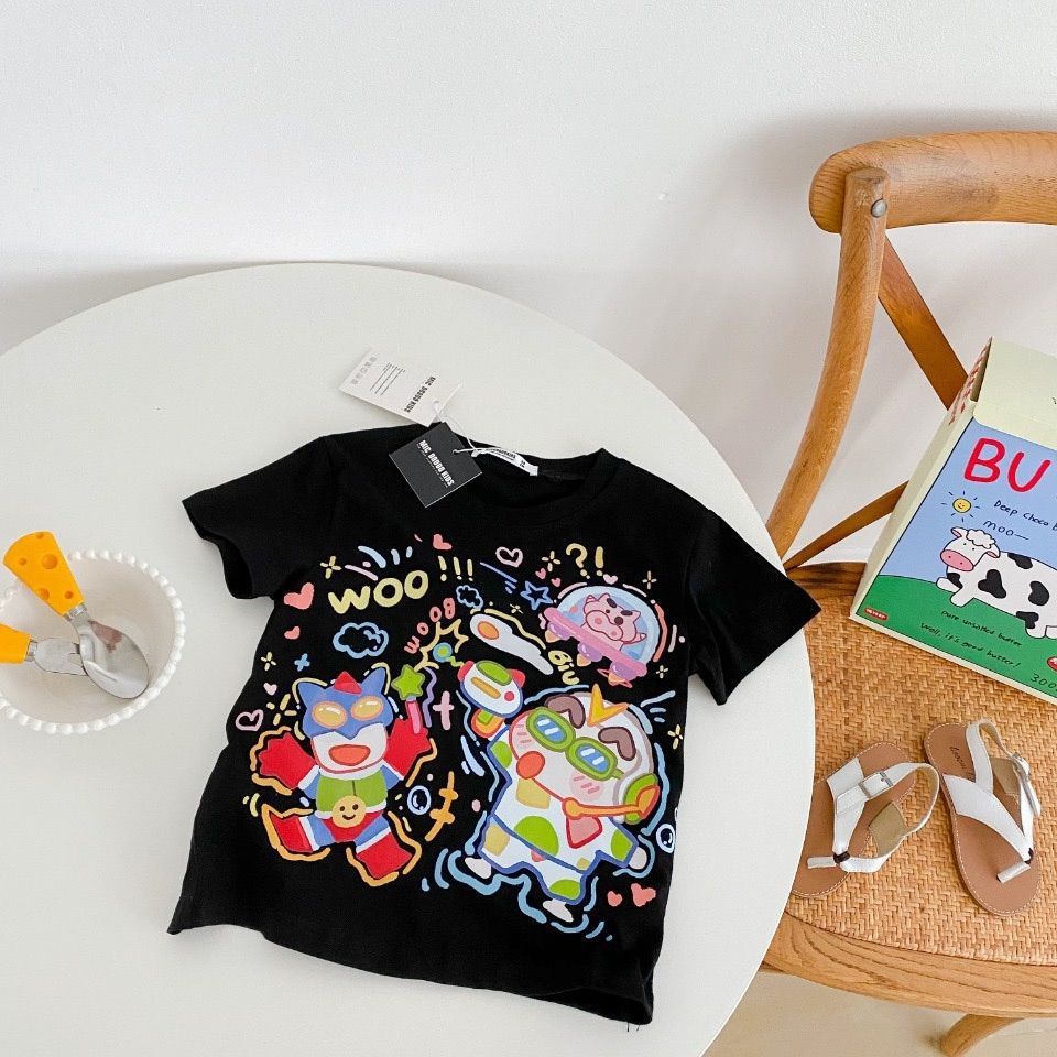 Áo Thun Cotton Mỏng Tay Ngắn In Hình Cậu Bé Bút Chì Shin-Chan Superman Thời Trang Mùa Hè 2022