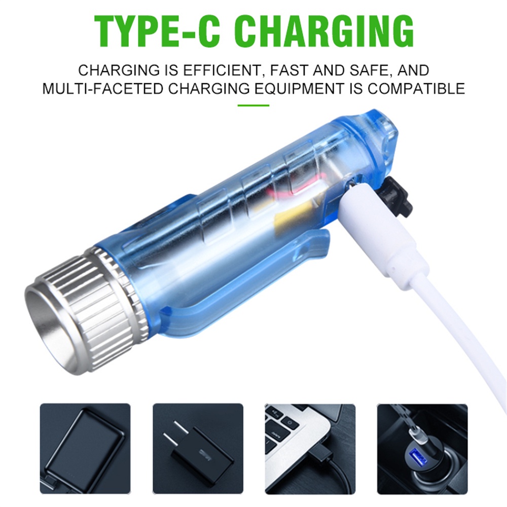 Đèn móc khóa Đèn pin mini Đèn pin sạc có độ sáng cao Đèn pin cắm trại ngoài trời Đèn móc chìa khóa di động Độ sáng cao 500LM