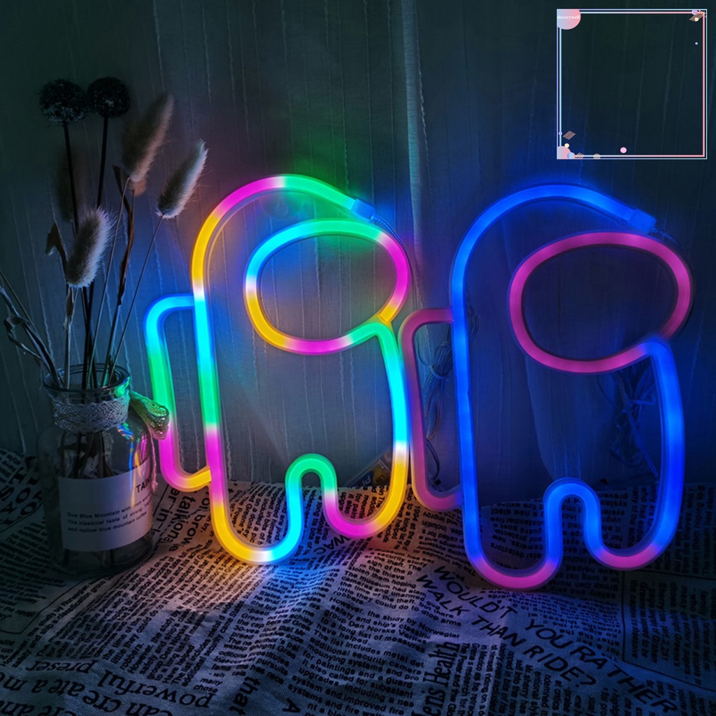 [DDJ] / Đèn LED Neon Hình Phi Hành Gia Hai Năng Lượng USB Không Cần Khoan Lỗ Làm Đèn Trang Trí Tiệc Tùng