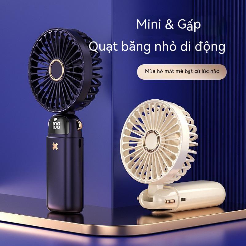 Màn hình kỹ thuật số mới Quạt nhỏ cầm tay pin usb có thể sạc lại gấp giá đỡ điện thoại di động quạt hơi nước mini