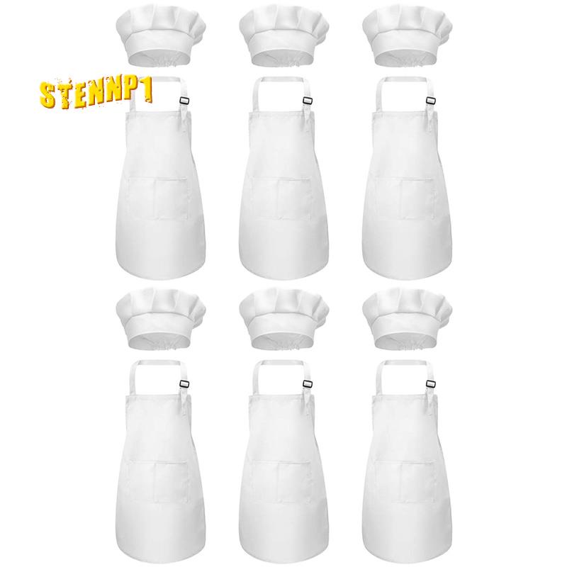 Set 12 Tạp Dề Và Nón Đầu Bếp Có Túi Cho Bé 2-6 Tuổi