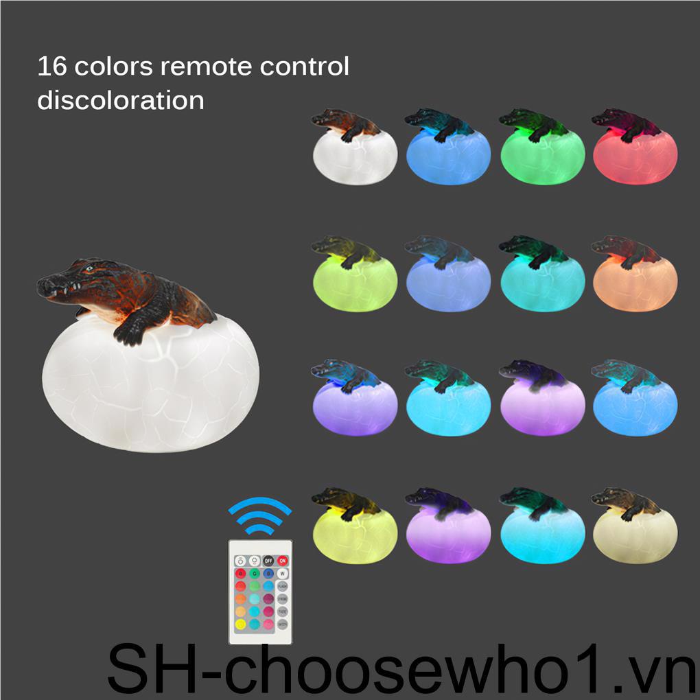 Đèn Ngủ Hình Trứng Cá Sấu 3D 16 Bóng Kèm Điều Khiển Từ Xa Tiện Dụng Trang Trí Phòng Ngủ Cho Bé