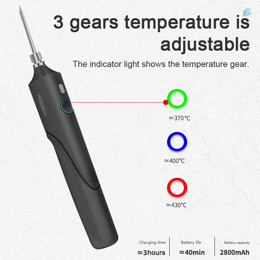 Bộ Mỏ Hàn Điện Mini Không Dây Sạc USB Có Thể Điều Chỉnh Nhiệt Độ
