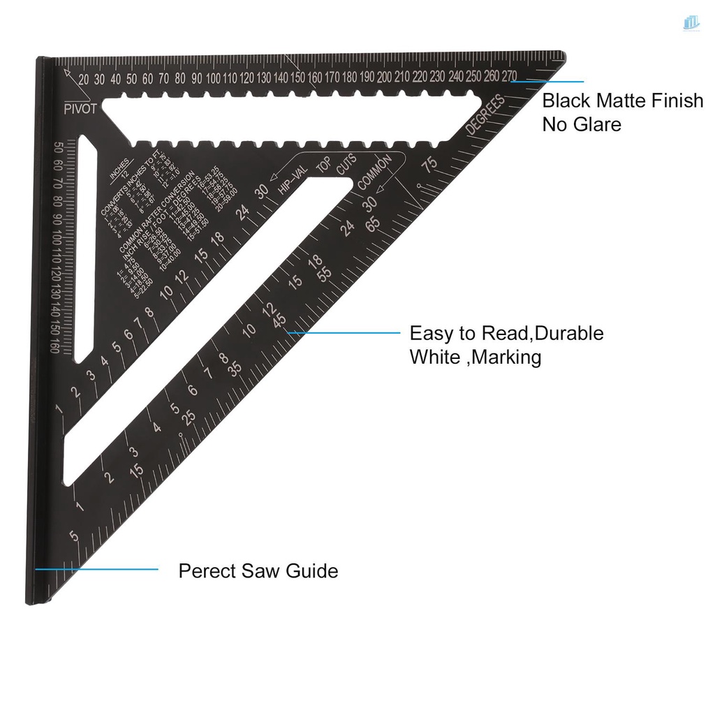 Thước Đo Góc Tam Giác / Vuông 12 Inch Bằng Hợp Kim Nhôm Độ Chính Xác Cao Chuyên Dụng Cho Thợ Mộc