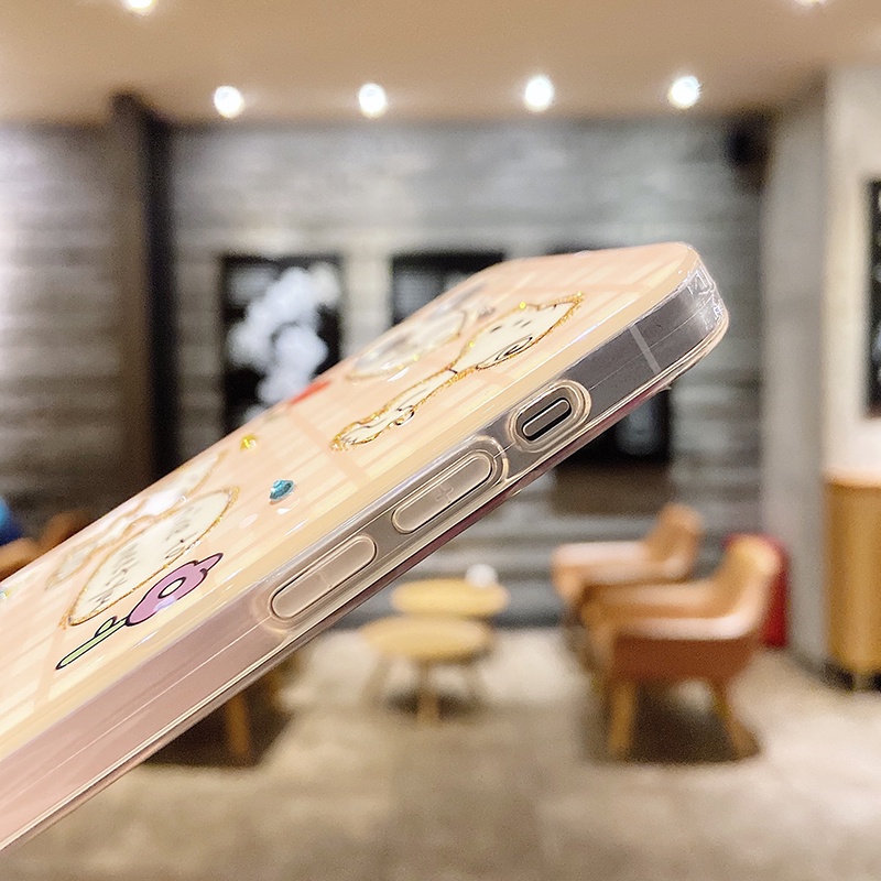 Ốp Điện Thoại Họa Tiết Hoạt Hình Gương Mặt To Đính Đá Thời Trang Cho iPhone 11 14 Plus XR XS 12 13 Pro Max