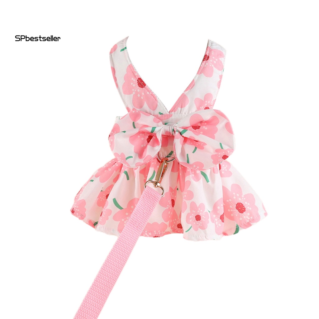 Đầm Công Chúa Kèm Dây Dắt Đính Nơ Dễ Thương Thời Trang Xuân Hè Cho Thú Cưng