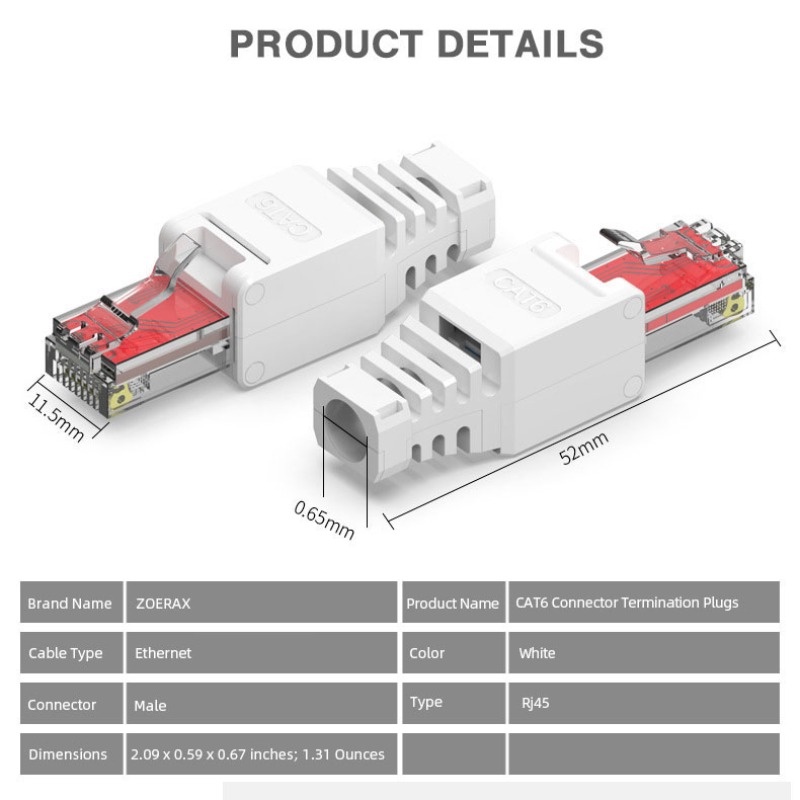 1 Phích Cắm Kết Nối Mạng Internet 23AWG Sang 26AWG RJ45 CAT6