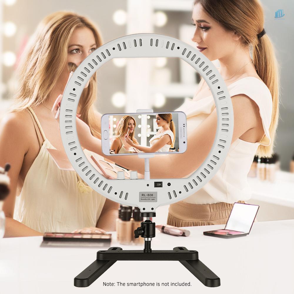 Vòng Đèn LED 13 Inch 30W 3200K-5600K Có Giá Đỡ Điện Thoại Để Bàn Hỗ Trợ Chụp Ảnh Selfie