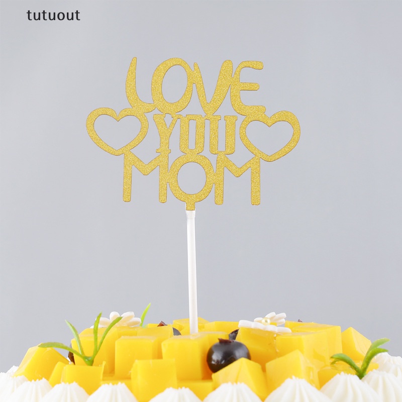 Phụ Kiện Trang Trí Bánh Kem Chữ Happy Mother Day Màu Vàng Kim