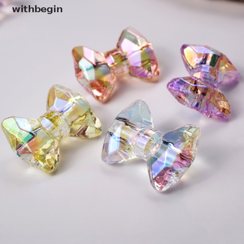 Bộ 10 Hạt Acrylic Trong Suốt Hình Gấu Thắt Nơ Nhiều Màu Dễ Thương Dùng Làm Trang Sức Thủ Công