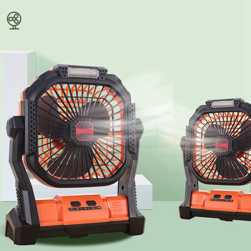 Quạt Cắm Trại Xoay 7800MAh Tích Hợp Đèn LED Có Thể Sạc Lại Kèm Móc Tiện Dụng