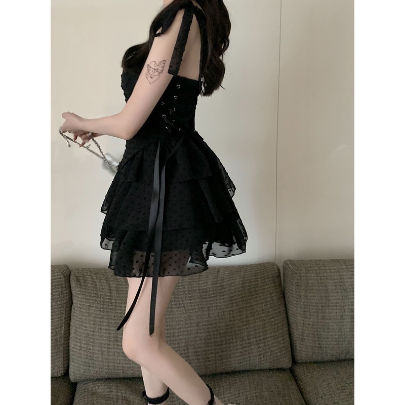 Đầm Hai Dây Xếp Tầng Màu Trắng Thời Trang Cho Nữ