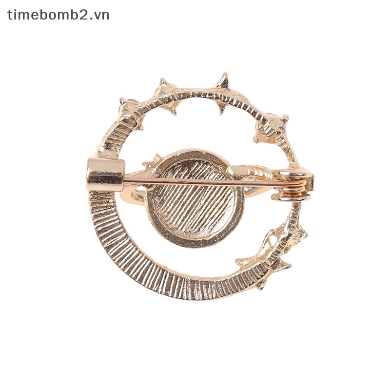 {Timebomb} Ghim Cài Áo Tráng Men Hình Hành Tinh Mặt Trăng Ngôi Sao Màu Xanh Dương Chống Ra Được Làm Quà Tặng
