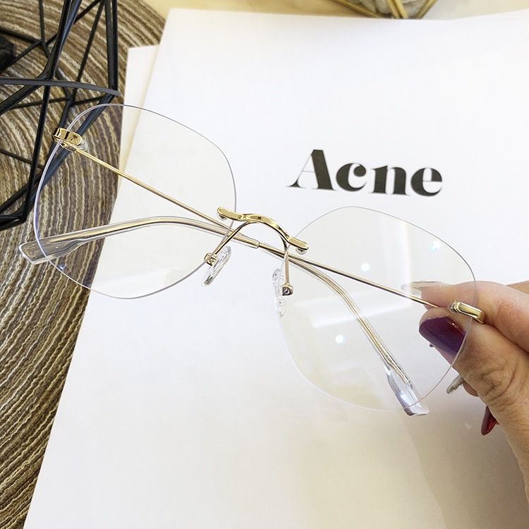 Mắt Kính Phẳng Không Gọng Chống Bức Xạ Ánh Sáng Xanh Thời Trang Cá Tính Cho Nam Và Nữ