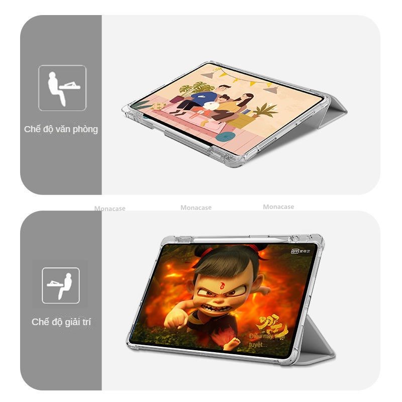 Bao da Xiaomi Pad cho Mi Pad 5 11"/Pro 11", Mi Pad 6 11"/Pro 11",Mi Pad 5 Pro 12.4"-có khe bút,lưng trong suốt