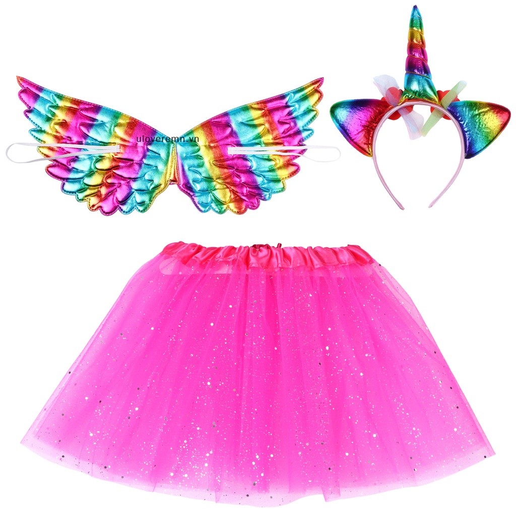 Trang Phục cosplay Ngựa Một Sừng Ba Mảnh Cho Bé Gái