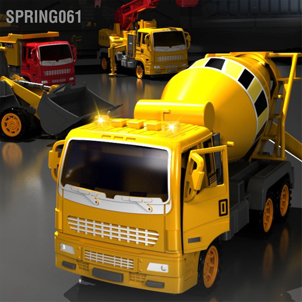 Spring061 Bộ đồ chơi kỹ thuật Xe tải Máy xúc nhựa giống như thật xây dựng Đồ cho bé trai