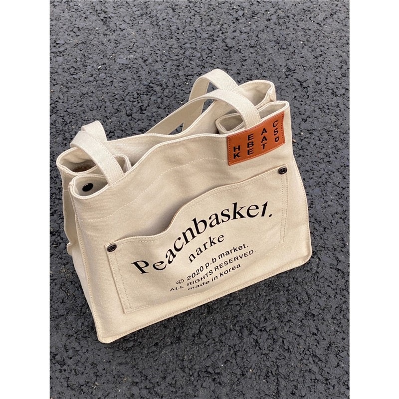 Túi Xách Canvas Sức Chứa Lớn In Họa Tiết Phong Cách Harajuku Hàn Quốc Thời Trang Cho Nữ 20