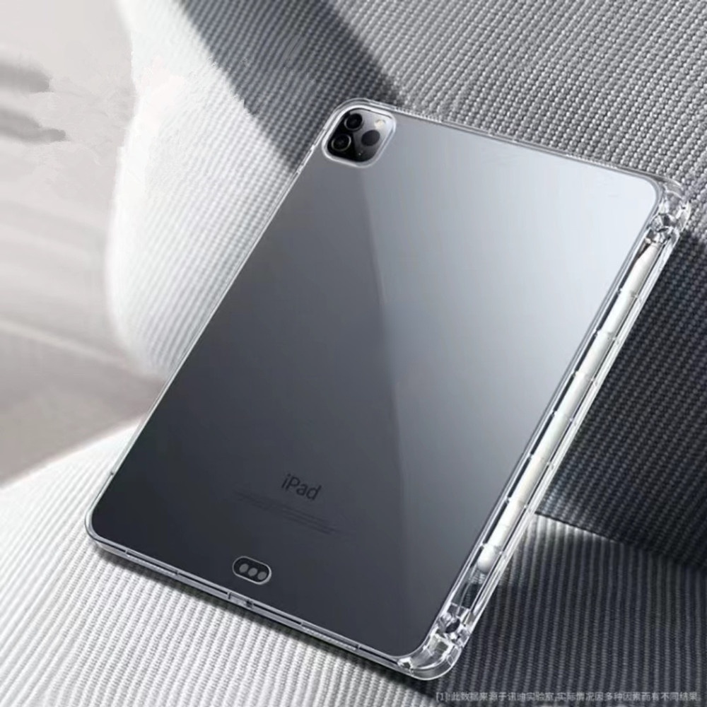 Ốp Máy Tính Bảng Bằng PC Trong Suốt Có Ngăn Đựng Bút Cho iPad 9th 10th Gen9 10.2 Air 5 4 3 2 7th 8th Pro 11 M2 12.9 10.5