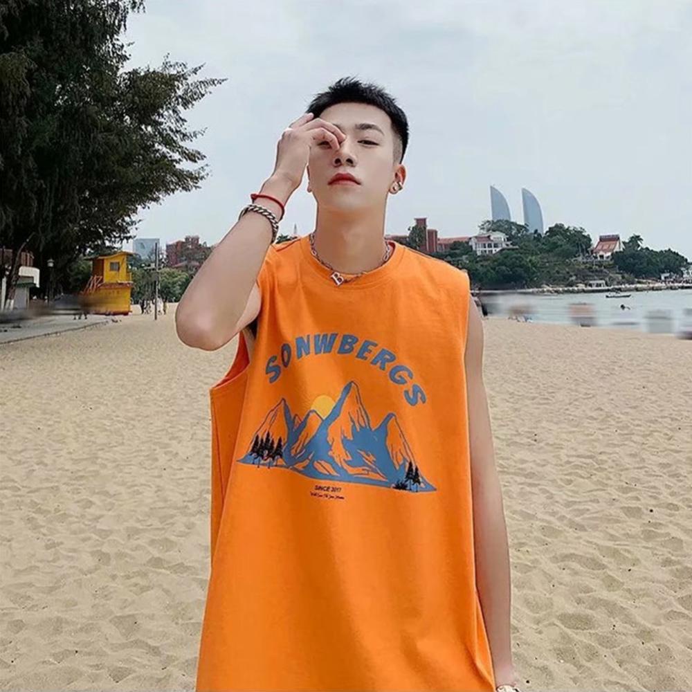 Áo Thun Sát Nách Dáng Rộng In Họa Tiết Thời Trang Mùa Hè Cho Nam G1M7