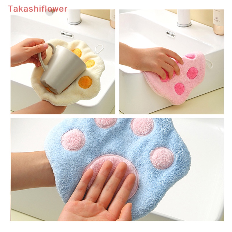 (Takashiflower) Khăn Lau Tay Bằng Vải Nhung San Hô Sợi Nhỏ Mềm Mại Thấm Hút Nhanh Khô Dùng Trong Nhà Bếp / Phòng Tắm
