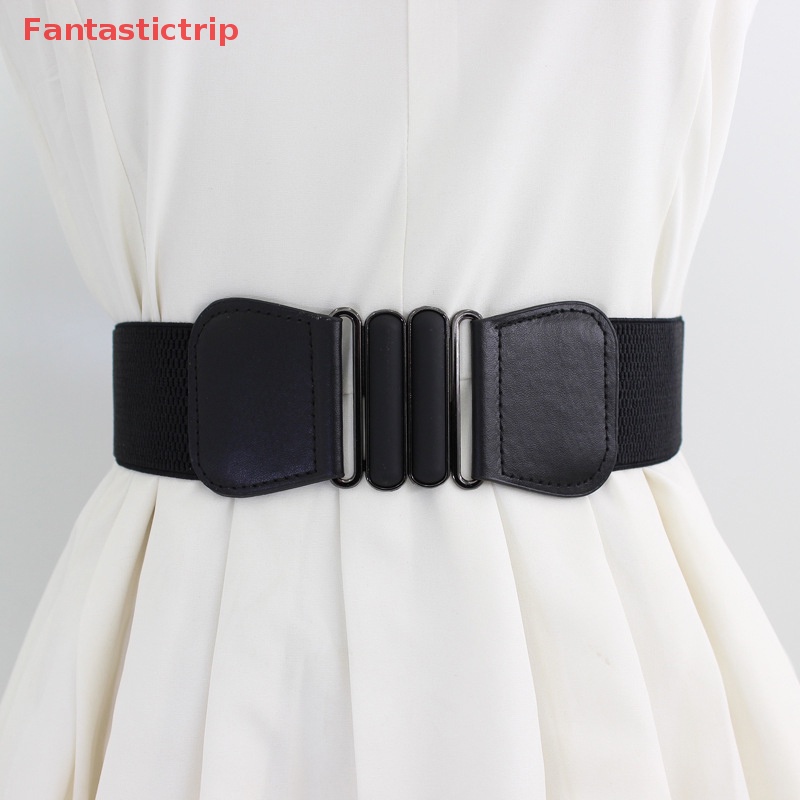 Thắt Lưng Bản Rộng Co Giãn Màu Trơn Có Khóa Kim Loại Thời Trang Mùa Hè Mới Cho Nữ